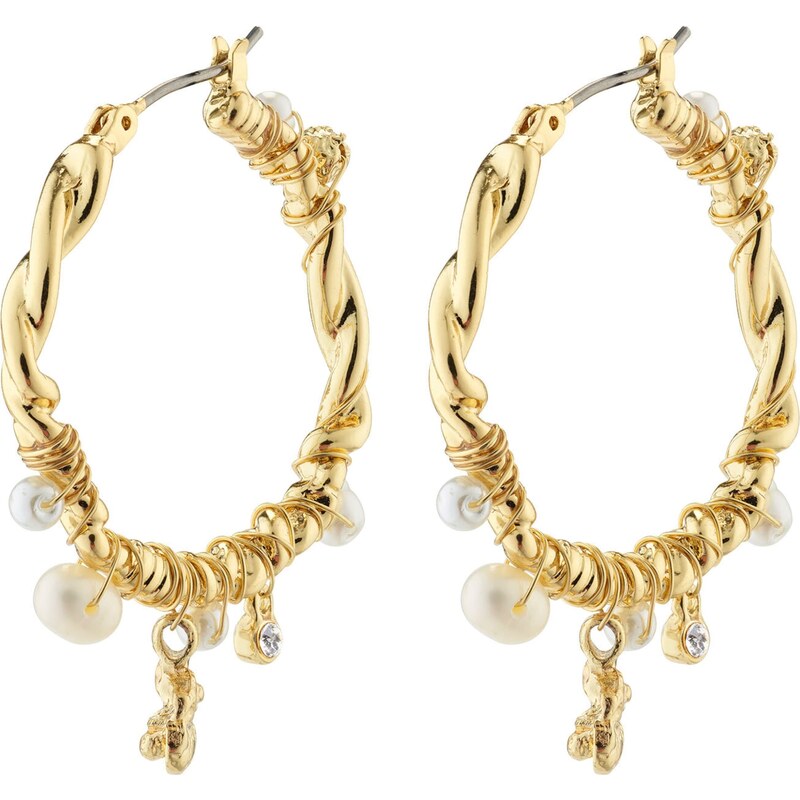 Pilgrim Náušnice Ana zlatá / biela 54250889