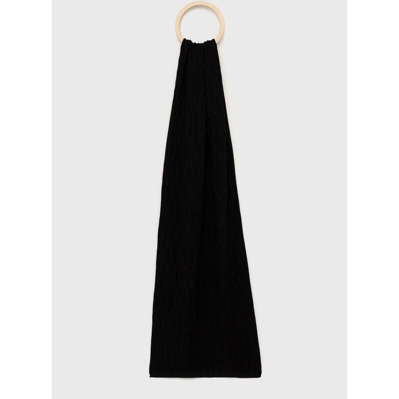 Bavlnený šál Armani Exchange čierna farba, jednofarebný