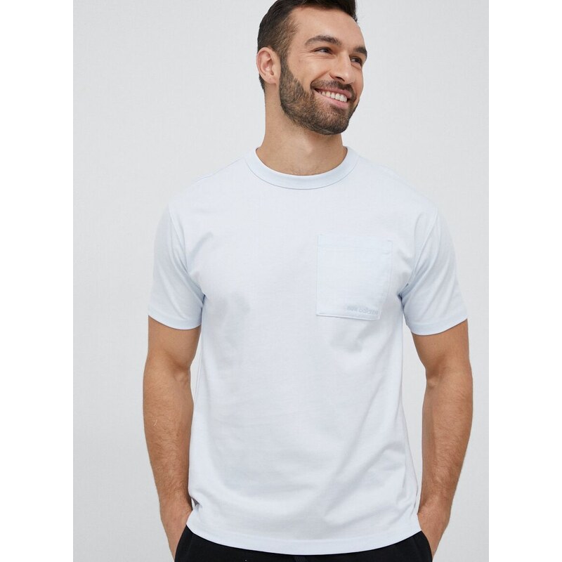 Bavlnené tričko New Balance MT23567IB-7IB, jednofarebné