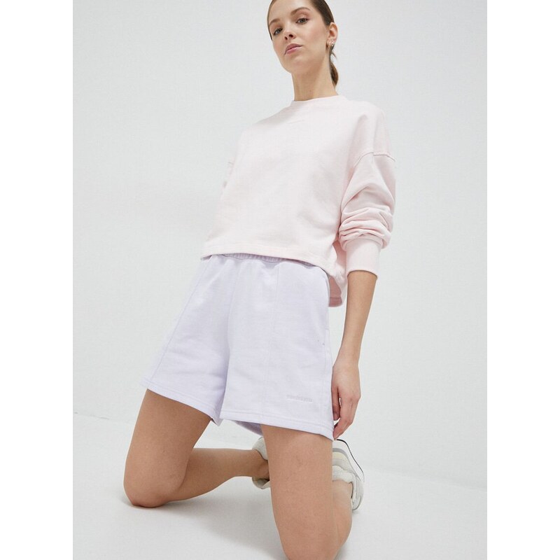 Bavlnené šortky New Balance fialová farba, jednofarebné, vysoký pás