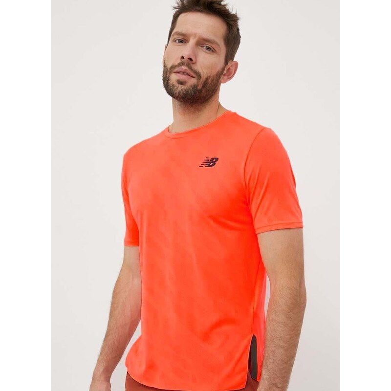 Bežecké tričko New Balance Q Speed oranžová farba, jednofarebné