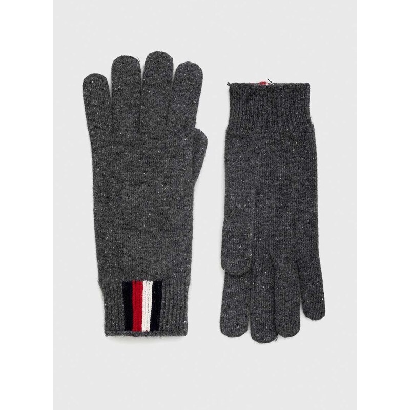 Vlnené rukavice Tommy Hilfiger pánske, šedá farba
