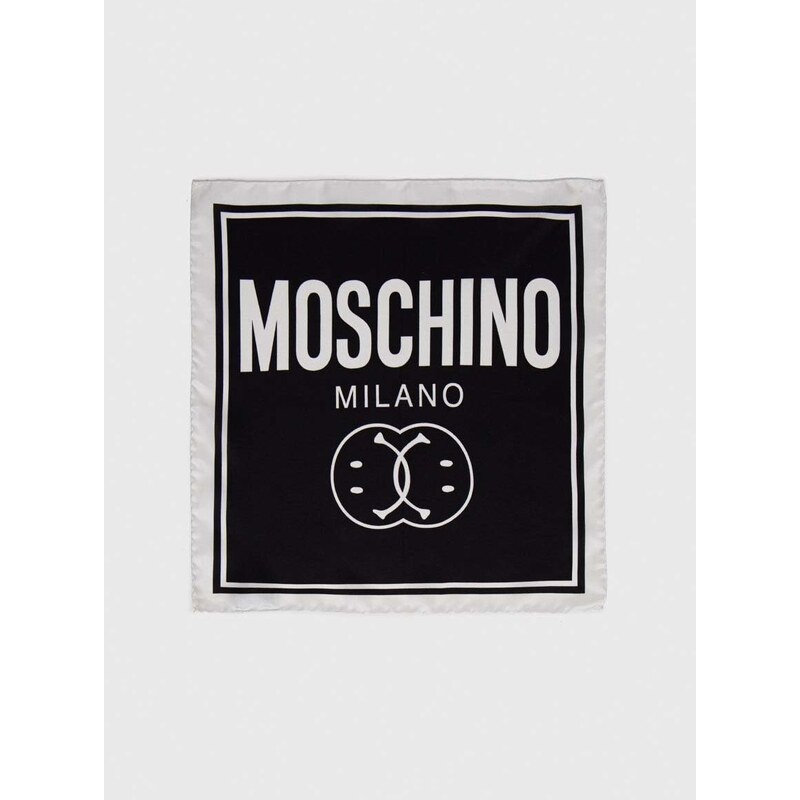 Hodvábna vreckovka Moschino x Smiley čierna farba