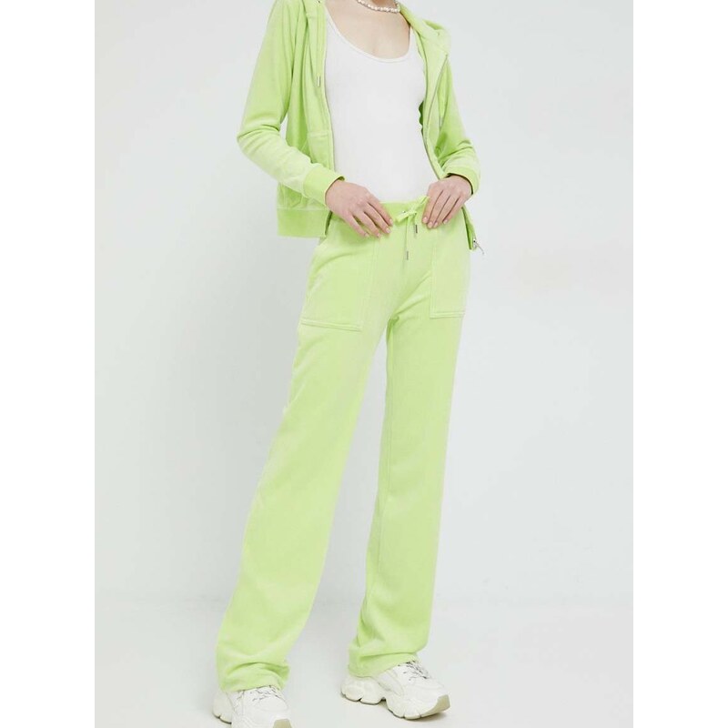 Tepláky Juicy Couture zelená farba, jednofarebné