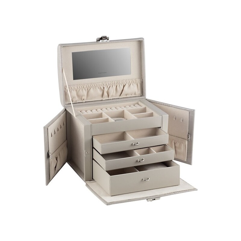 Friedrich Lederwaren Moderná šedá šperkovnica s krokodílím vzorom 66578426