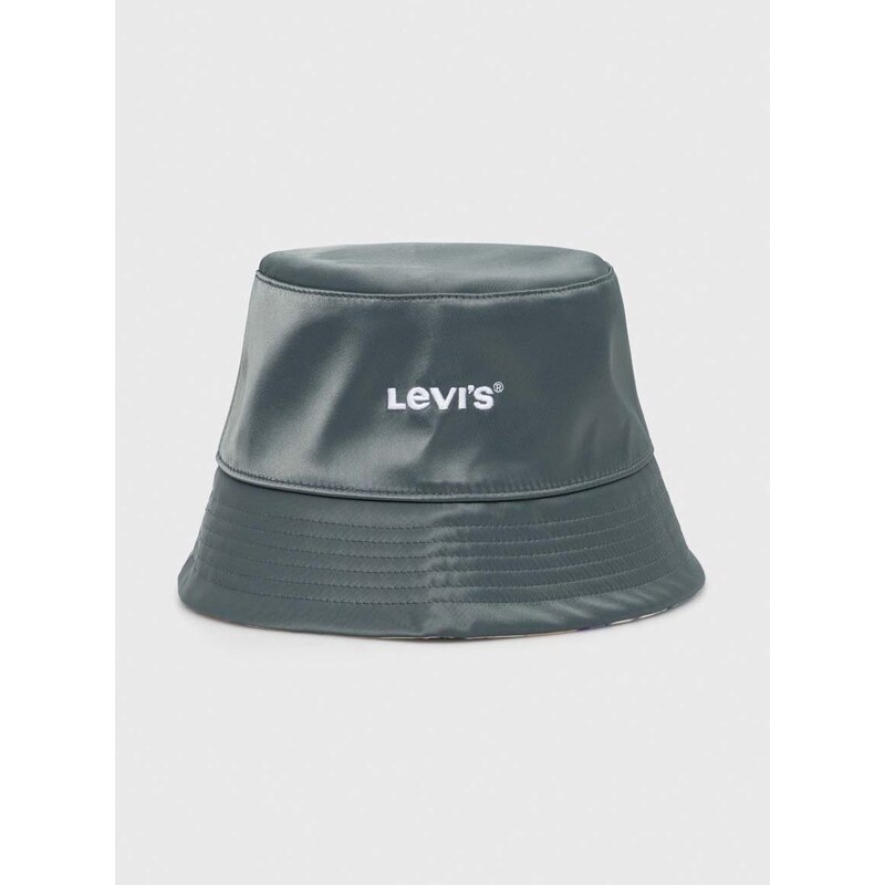 Obojstranný klobúk Levi's zelená farba