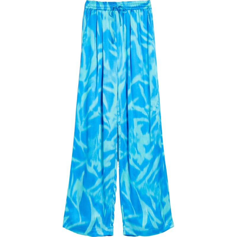 Bershka Plisované nohavice modrá / azúrová / nebesky modrá 44874416