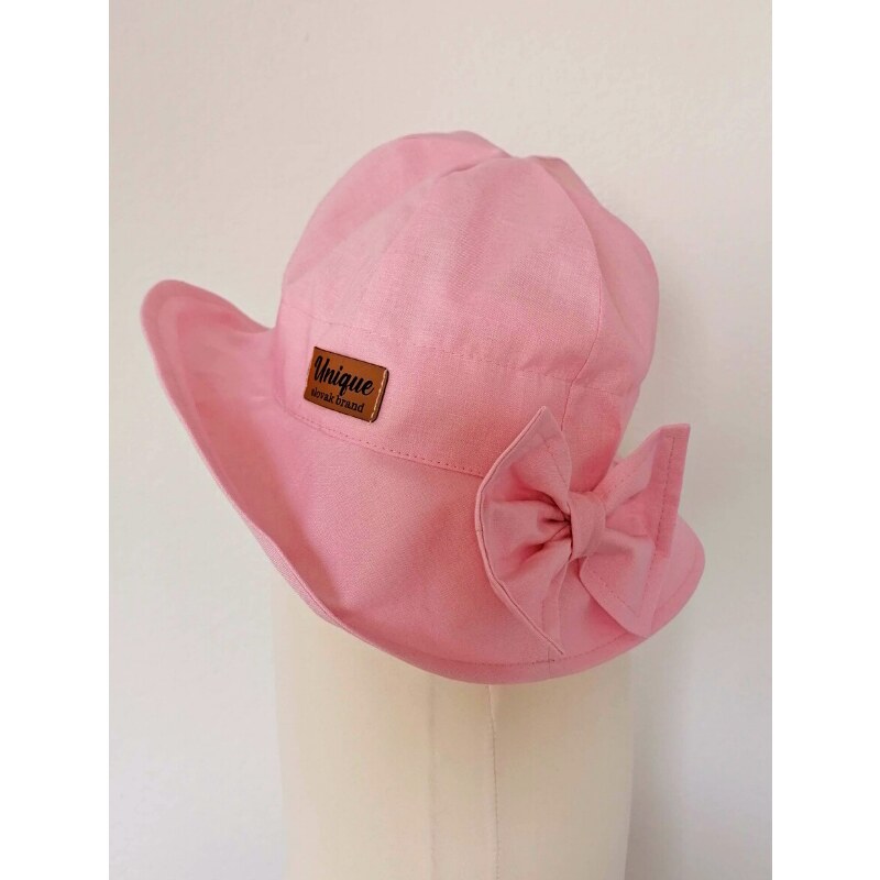 UNIQUE KIDS Bavlnený klobúk s mašľou RÚŽOVÝ 65138028