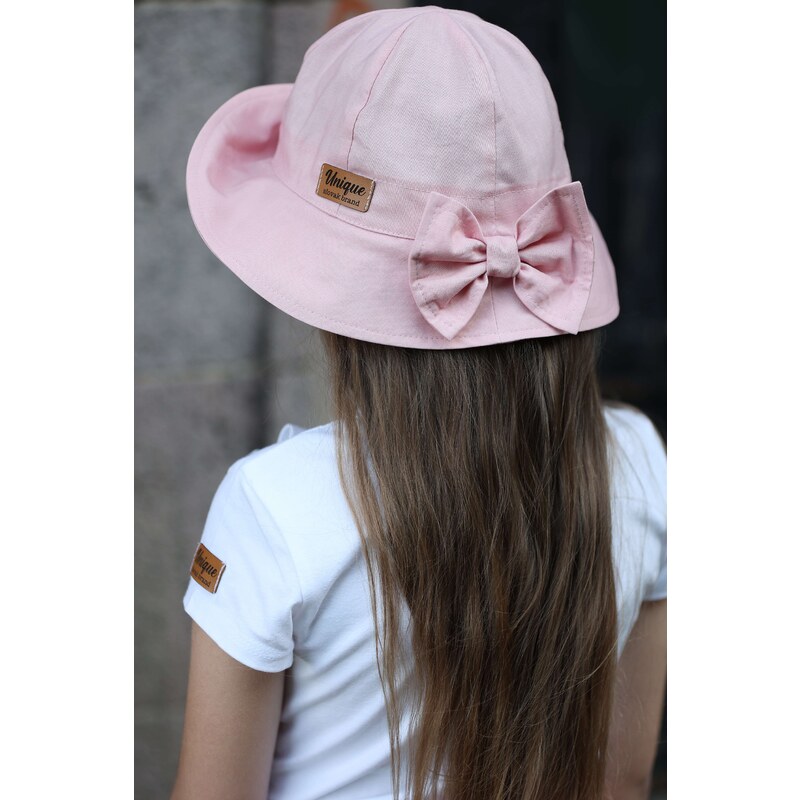 UNIQUE KIDS Bavlnený klobúk s mašľou STARORÚŽOVÝ 65138030