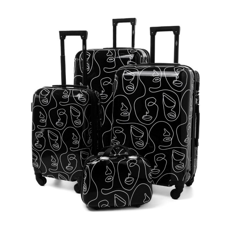 Rogal Čierno-biely škrupinový cestovný kufor "Mystery" - veľ. M, L, XL