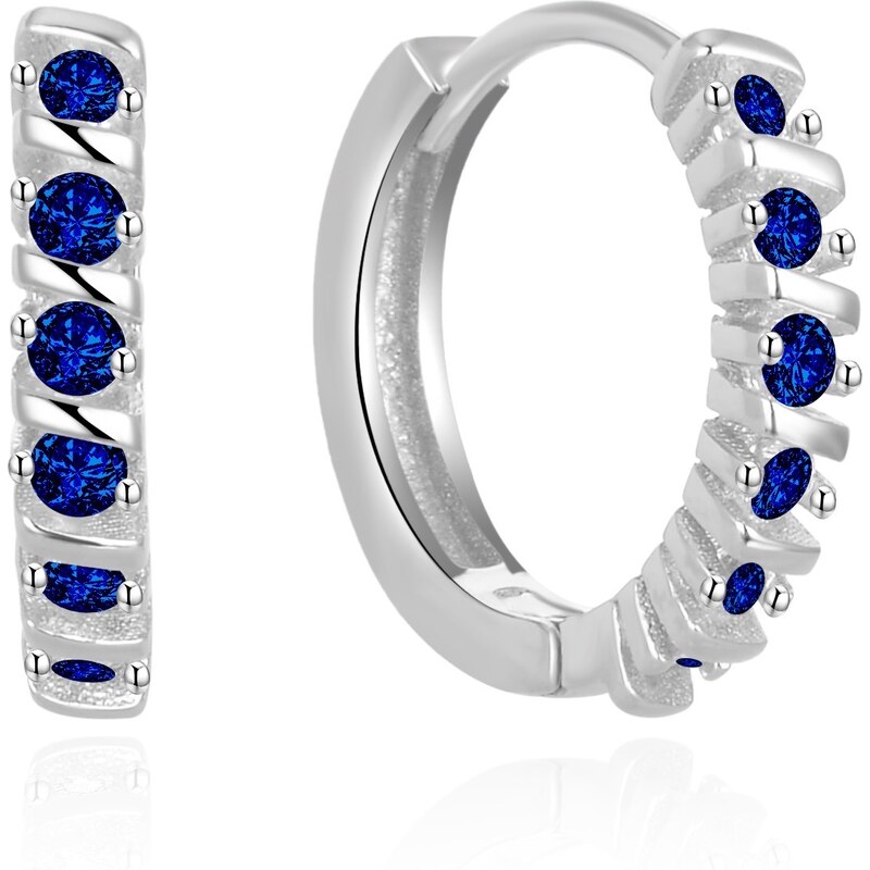 Beneto Elegantné kruhové náušnice s modrými zirkónmi AGUC2680-DB 66583736