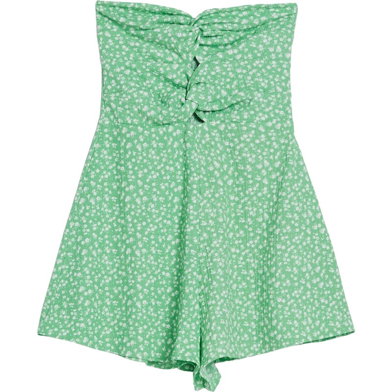 Bershka Overal svetlozelená / biela 54251304