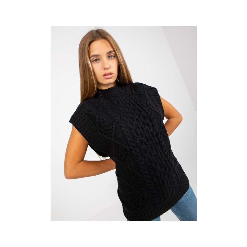 Basic Čierny dámsky pletený sveter SUBLEVEL