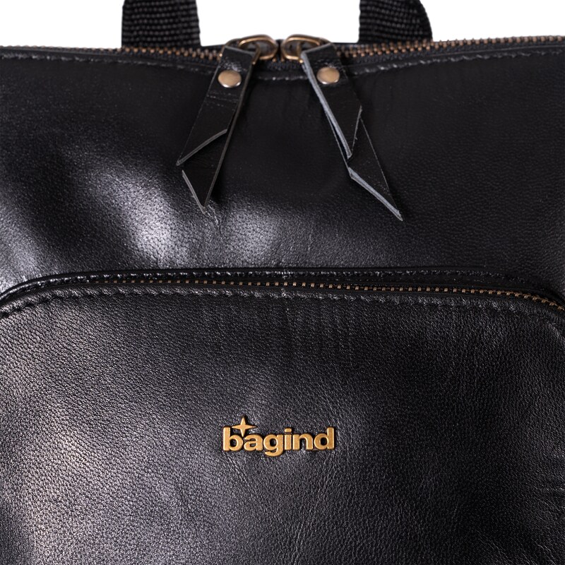 Bagind Miley Sirius - Dámsky kožený kabelko-batoh s vreckom čierný, ručná výroba