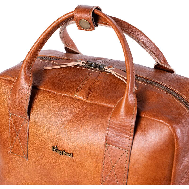 Bagind Kampus - unisex kožený batoh v prírodnej hnedej farbe, ručná výroba