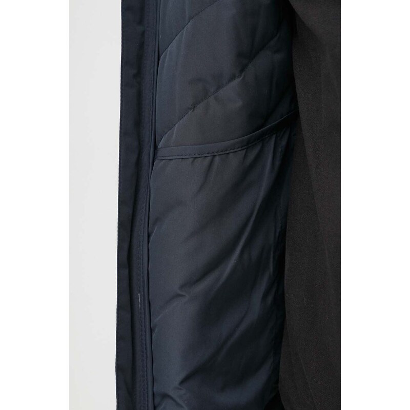Páperová bunda EA7 Emporio Armani pánska, tmavomodrá farba, prechodná