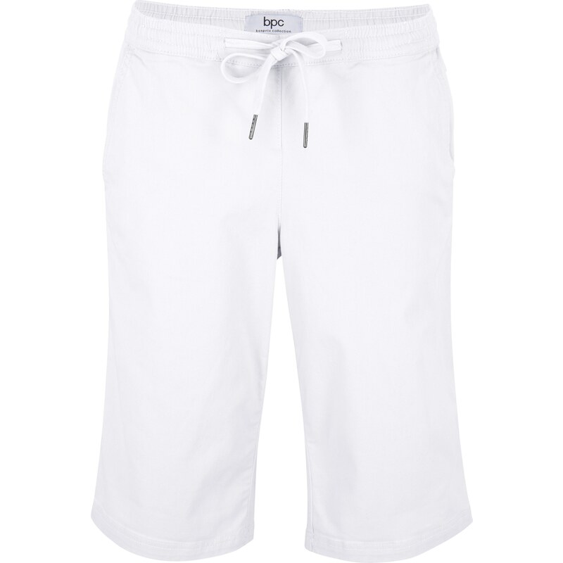 bonprix Bavlnené bermudy s komfortným pásom, farba biela 45131329