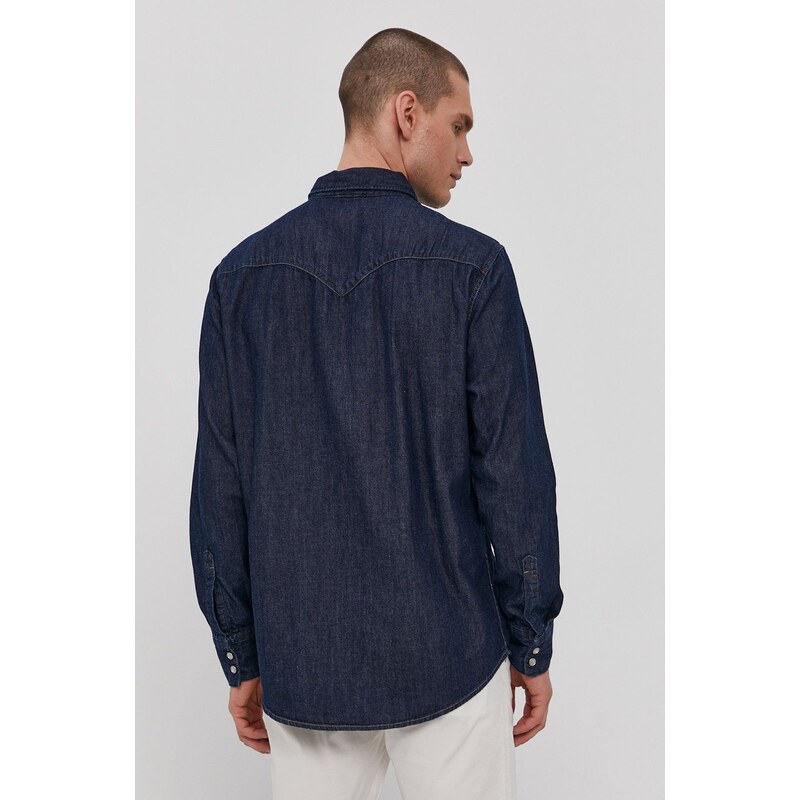 Bavlnená košeľa Levi's 85744.0000-Blues, pánska, tmavomodrá farba, regular, s klasickým golierom