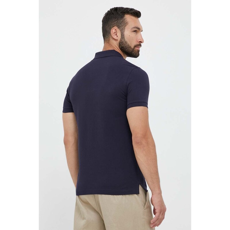 Bavlnené polo tričko Gant tmavomodrá farba, jednofarebné