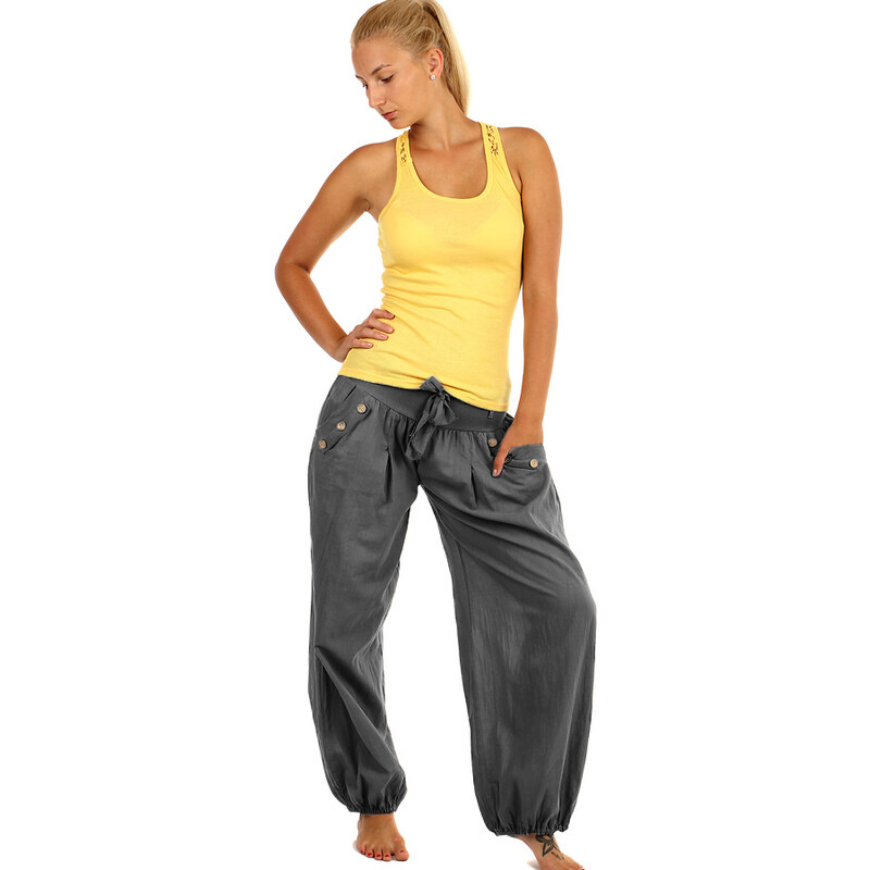 Glara Jednofarebné dámske háremové nohavice 24098204