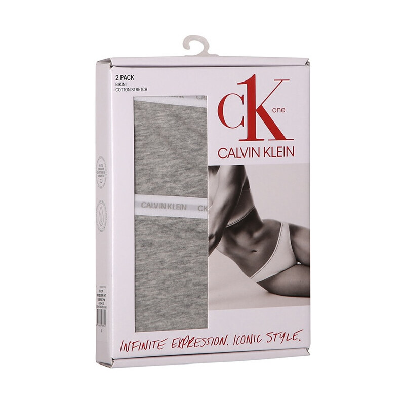 Calvin Klein 2pack dámske nohavičky CK ONE šedé (QD3789E-8HT)
