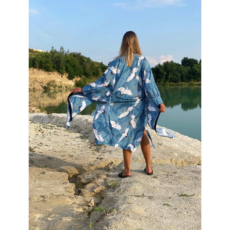 Kimono Lora Modré s Pelikánmi