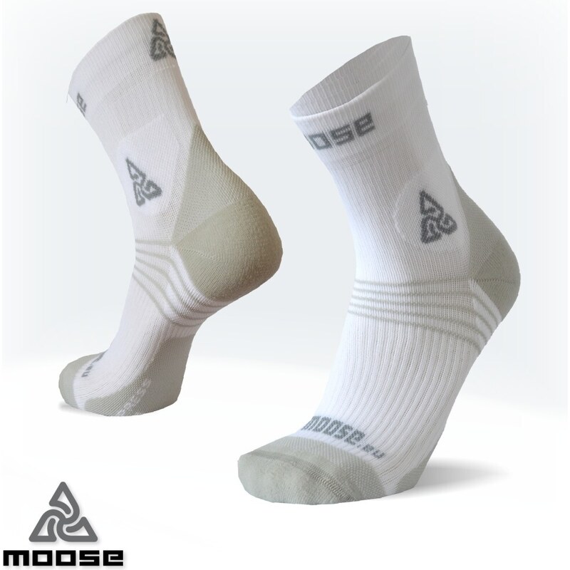 COMPRESS RUN NEW bežecké kompresné ponožky Moose Biela XS 1 pár 43610753