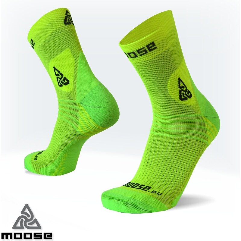 COMPRESS RUN NEW bežecké kompresné ponožky Moose Žltá XS 1 pár 47518059
