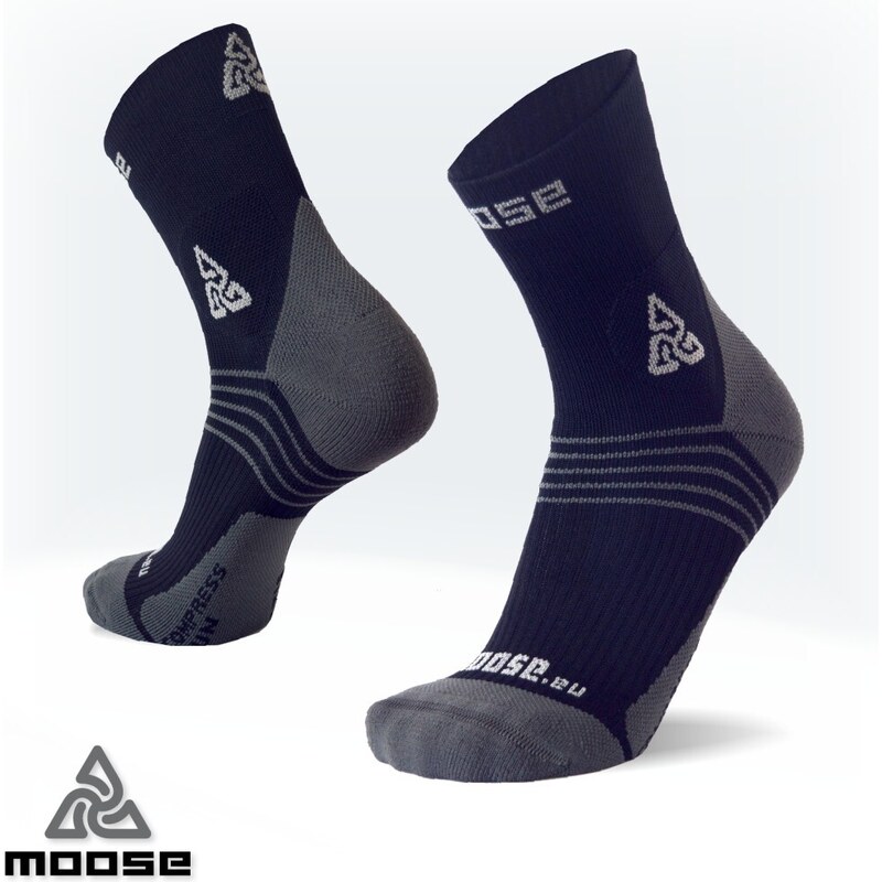 COMPRESS RUN NEW bežecké kompresné ponožky Moose Čierna XS 1 pár 47518056