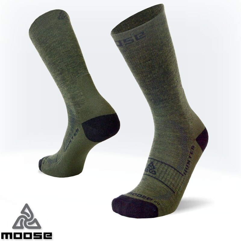 HUNTER MERINO outdoorové ponožky Moose Zelená S 1 pár 43611288