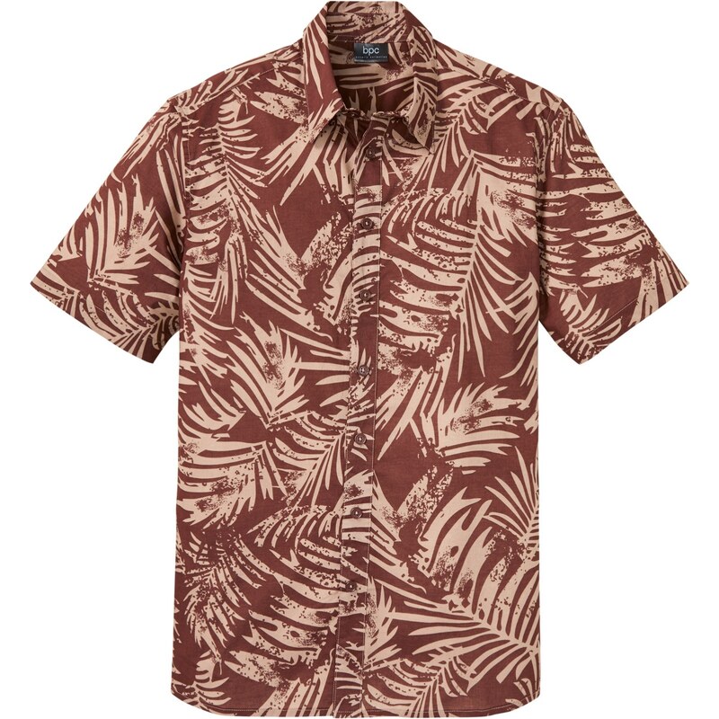 bonprix Košeľa s krátkym rukávom z čistej bavlny, farba hnedá 44797106