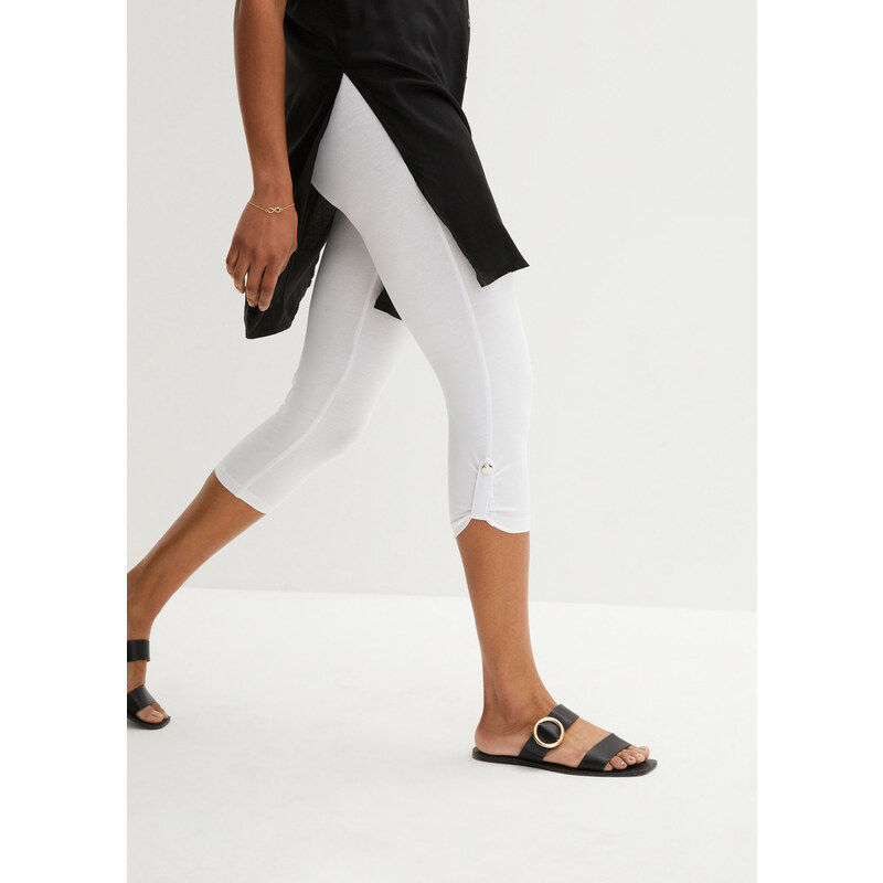 E-shop bonprix Capri legíny z bio bavlny, farba biela