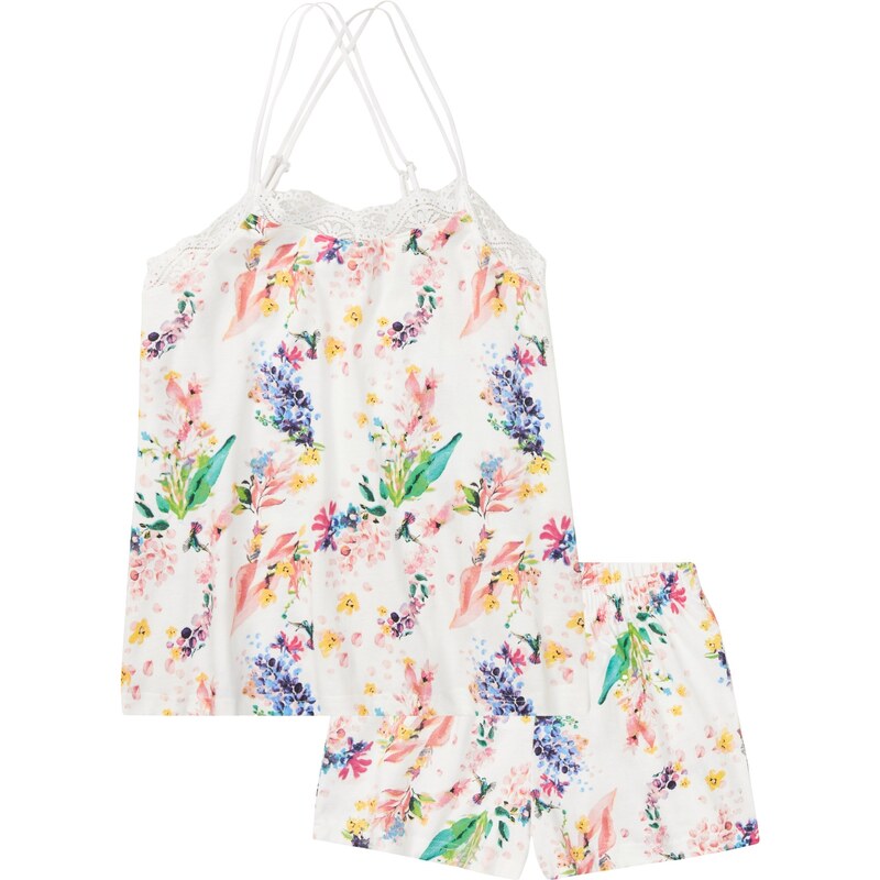 bonprix Krátke pyžamo na ramienka, farba biela 45031273