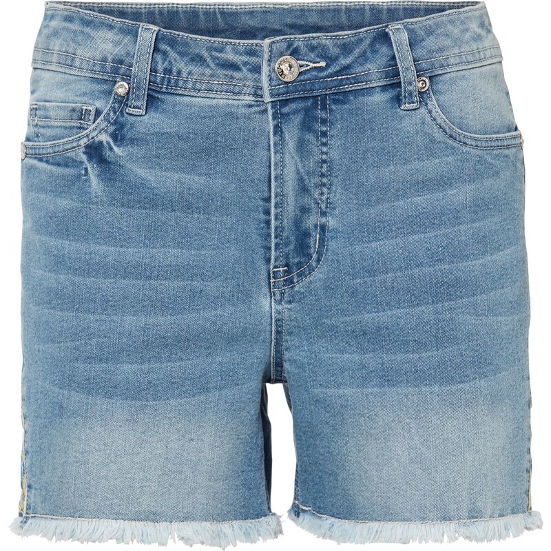 bonprix Džínsové šortky s výšivkou, farba modrá