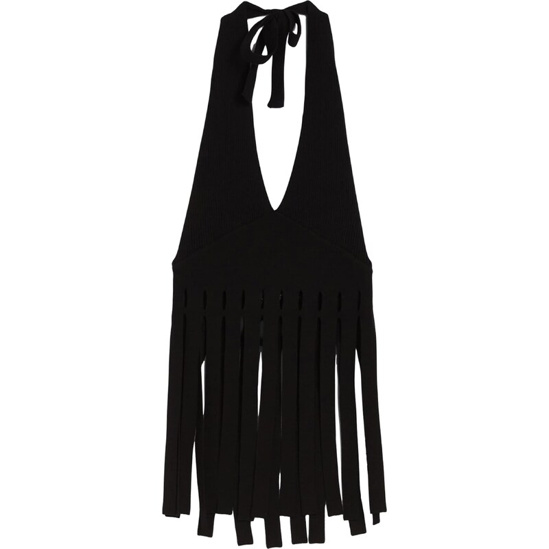 Bershka Vyšívaný top čierna 54251728