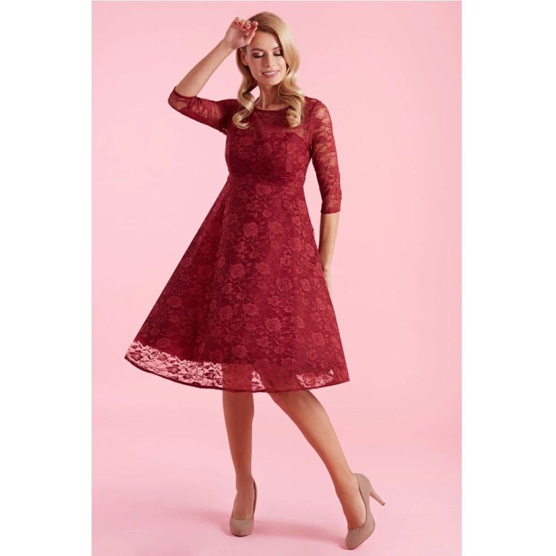 Dolly and Dotty MADELINE Bordové ČIPKOVANÉ ŠATY 43653901