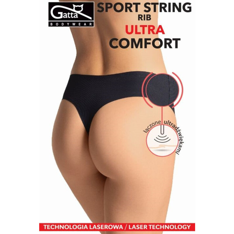 Dámske tangá SPORT STRING RIB ULTRA COMFORT Black - Gatta 67779848