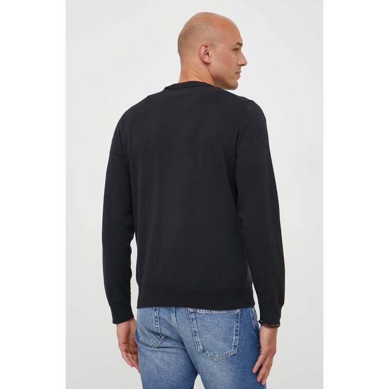 Bavlnený sveter Gant čierna farba, tenký