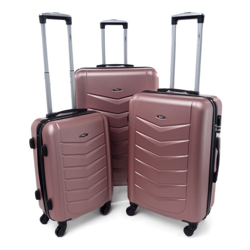 Rogal Zlato-ružová sada 3 odolných elegantných kufrov "Armor" - veľ. M, L, XL