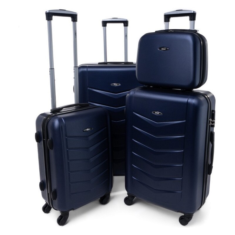 Rogal Modrá sada 4 elegantných plastových kufrov Armor - veľ. S, M, L, 43736675