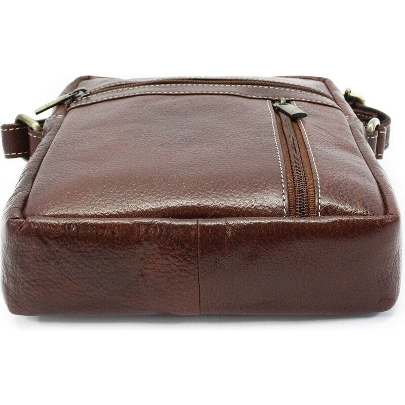 Arwel Červenohnedý pánsky kožený zipsový crossbag Ersi