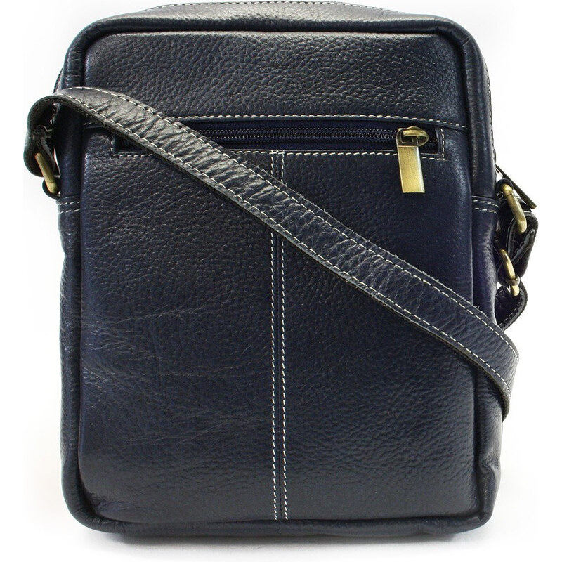 Arwel Tmavo modrý pánsky kožený zipsový crossbag Ersi