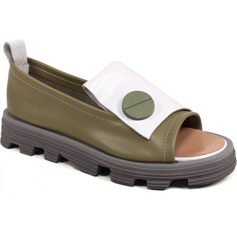 Secretshoes Štýlové slip on poltopánky AQ327 701-425 BIELA/KHAKI 49373106
