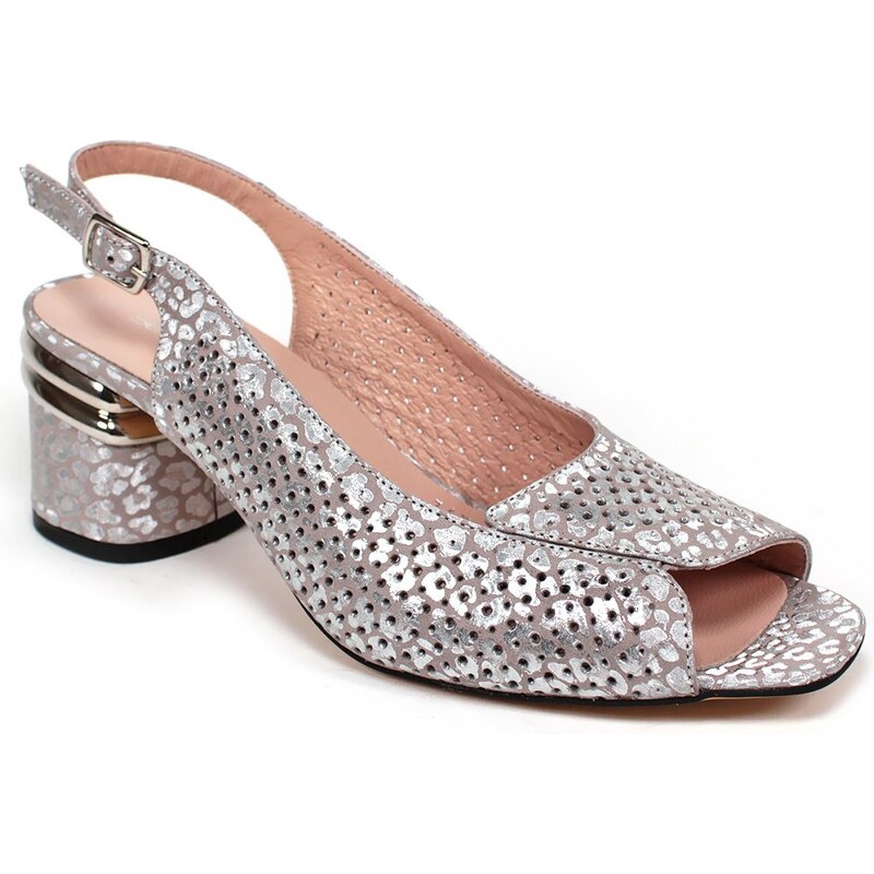 Secretshoes Dámske sandále AQ519 0412 STRIEBORNÁ/LEOPARD 49373219