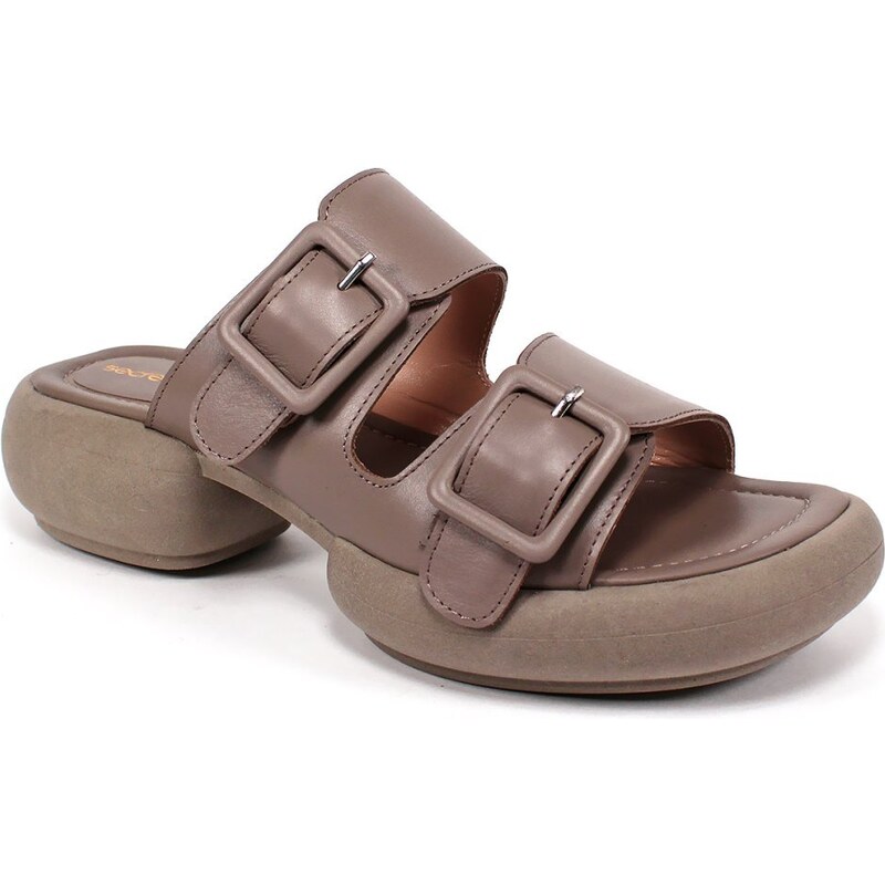 Secretshoes Kožené šľapky na hrubej podrážke 43756298