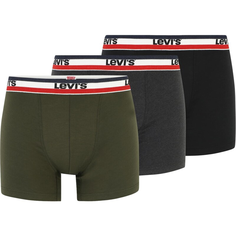 LEVIS Boxerky tmavosivá / kaki / červená / čierna / biela 61716415