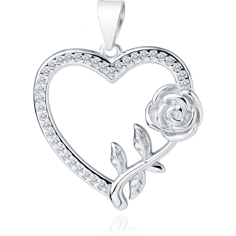 Olivie Strieborný prívesok RUŽA V SRDCI 7523 43967264