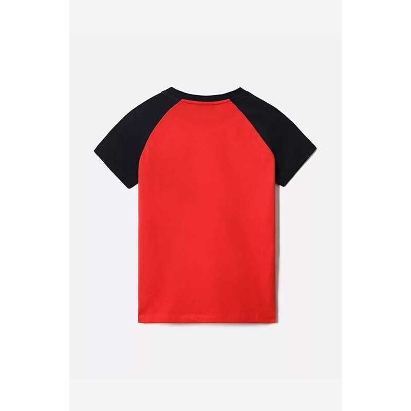 Detské bavlnené tričko Napapijri červená farba, vzorovaný