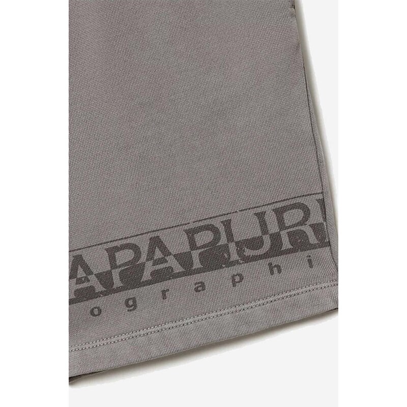Detské bavlnené šortky Napapijri N-Saleina šedá farba, s potlačou