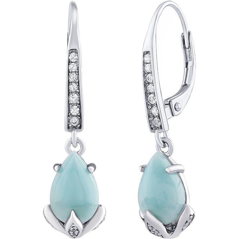 Silvego Strieborné náušnice Clarissa s pravým Larimarom a Brilliance 66590298
